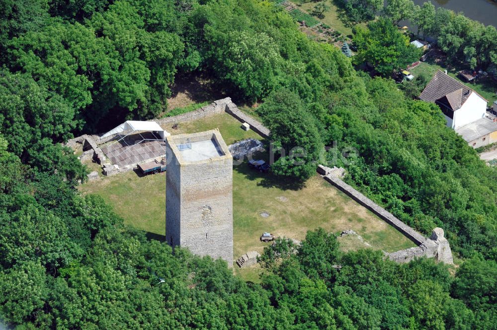 Luftaufnahme Oldisleben OT Sachsenburg - Ruine Untere Sachsenburg in Thüringen
