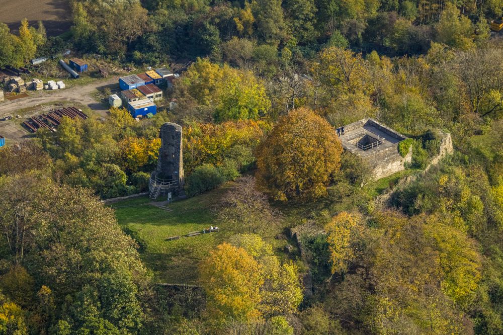 Luftaufnahme Wetter (Ruhr) - Ruinen der Burganlage Volmarstein in Wetter im Bundesland Nordrhein-Westfalen, Deutschland