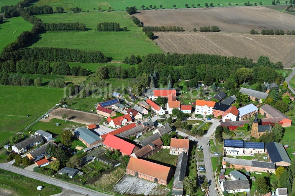 Luso von oben - Rundlings- Dorf - Ansicht in Luso im Bundesland Sachsen-Anhalt, Deutschland