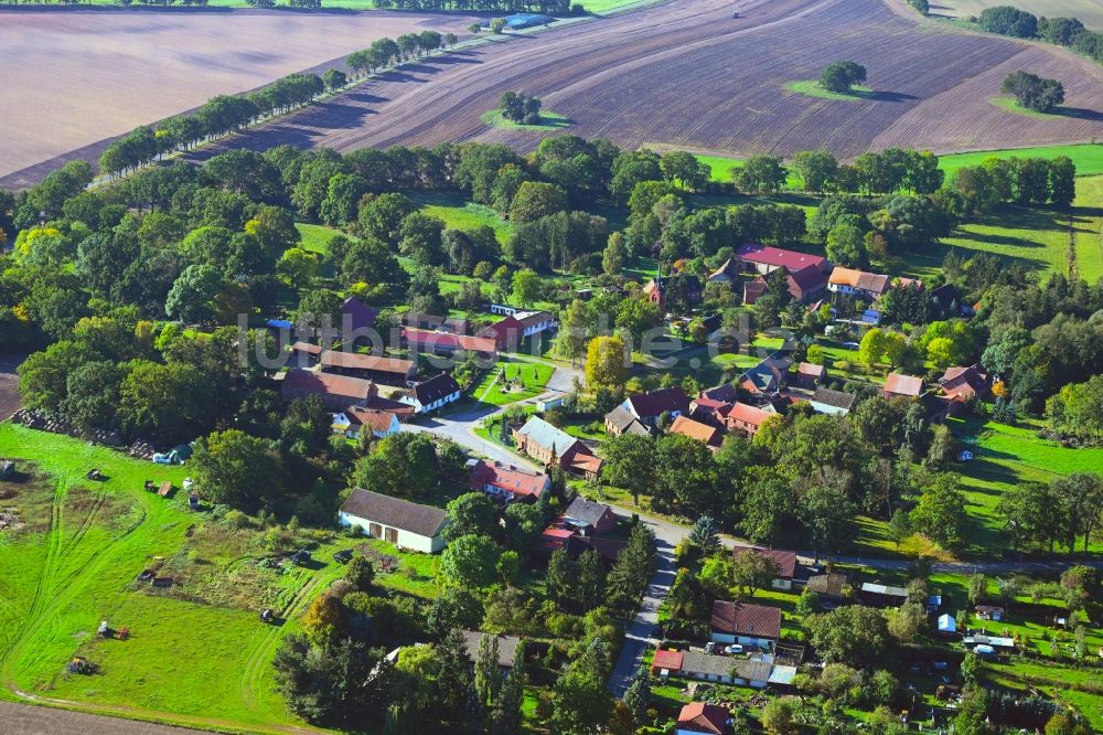 Luftaufnahme Neu Krüssow - Rundlings- Dorf - Ansicht in Neu Krüssow im Bundesland Brandenburg, Deutschland