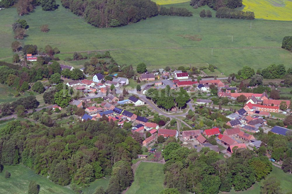 Luftaufnahme Porep - Rundlings- Dorf - Ansicht in Porep im Bundesland Brandenburg, Deutschland