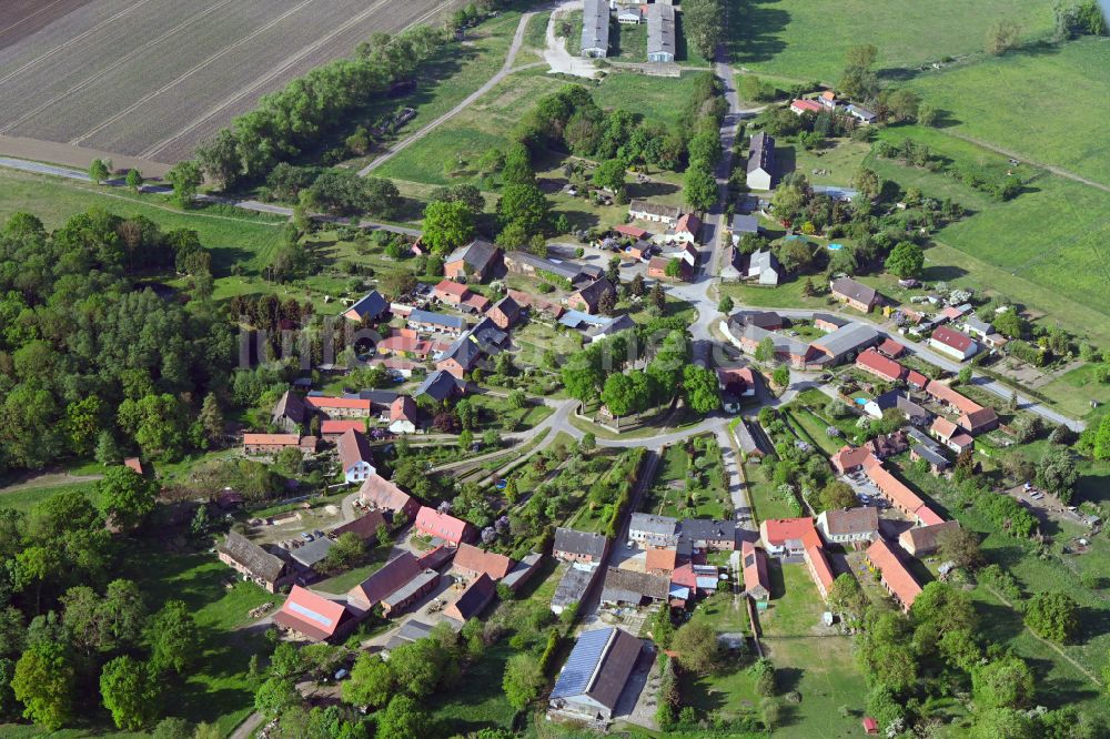 Luftaufnahme Porep - Rundlings- Dorf - Ansicht in Porep im Bundesland Brandenburg, Deutschland