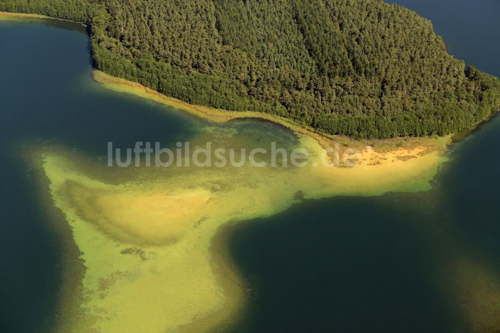 Neustrelitz aus der Vogelperspektive: Sand und Schlammstrukturen im Großen Fürstenseer See in Neustrelitz im Bundesland Mecklenburg-Vorpommern