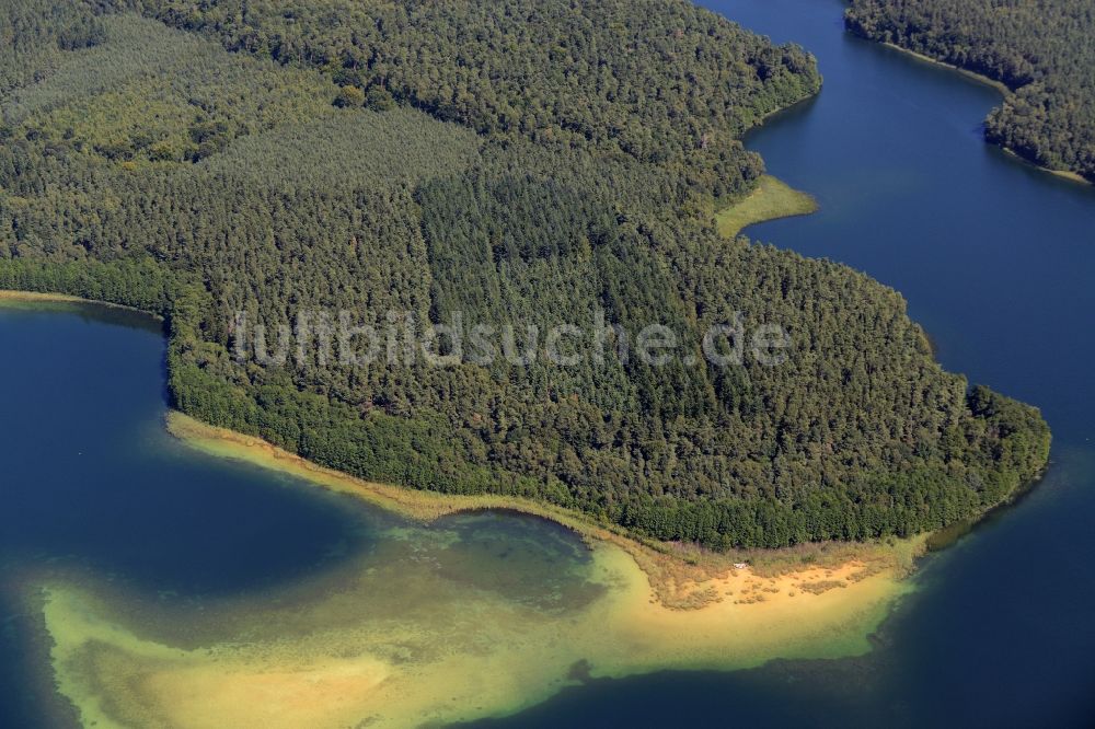 Luftaufnahme Neustrelitz - Sand und Schlammstrukturen im Großen Fürstenseer See in Neustrelitz im Bundesland Mecklenburg-Vorpommern