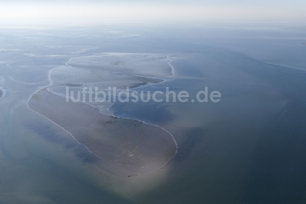 Luftbild Pellworm - Sandbank- Landfläche durch Strömungen unter der Meeres- Wasseroberfläche vor Südfall und Pellworm im Bundesland Schleswig-Holstein, Deutschland