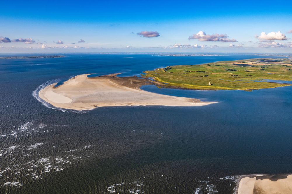 Luftbild Westerhever - Sandbank- Landfläche durch Strömungen unter der Meeres- Wasseroberfläche Westerheversand in Westerhever im Bundesland Schleswig-Holstein