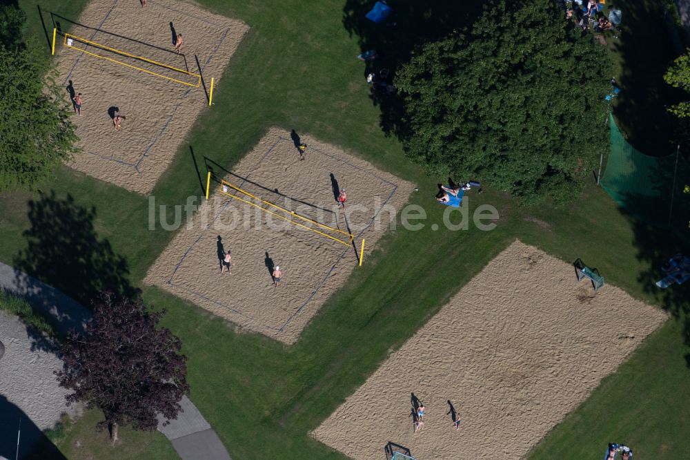 Luftbild Salem - Sandflächen der Beachvolleyball- Sportplätze in Salem im Bundesland Baden-Württemberg, Deutschland