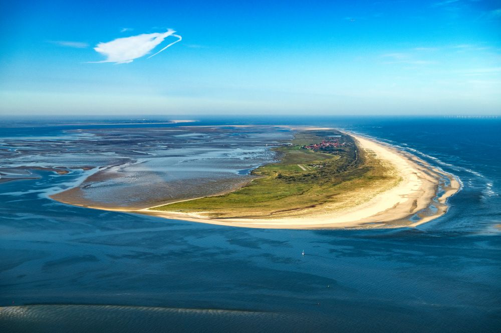 Luftbild Juist - Sandstrand- Landschaft an der Ostfriesischen Insel in Juist im Bundesland Niedersachsen