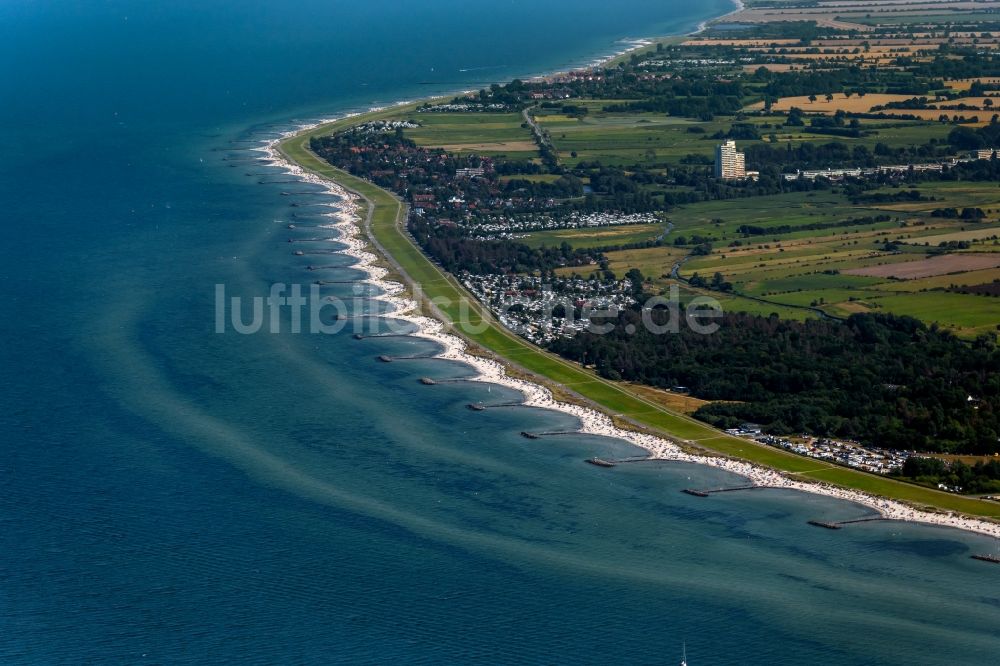 Luftaufnahme Wisch - Sandstrand- Landschaft an der Ostsee in Wisch im Bundesland Schleswig-Holstein, Deutschland