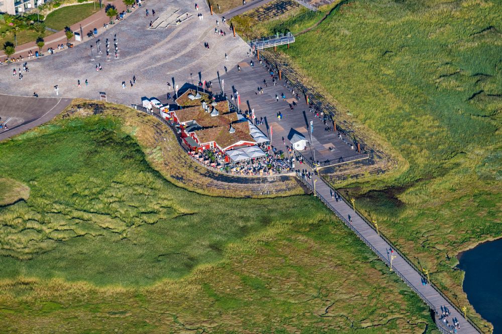 Luftaufnahme Sankt Peter-Ording - Sandstrand- Landschaft an der Seebrücke im Ortsteil Sankt Peter-Ording in Sankt Peter-Ording im Bundesland Schleswig-Holstein