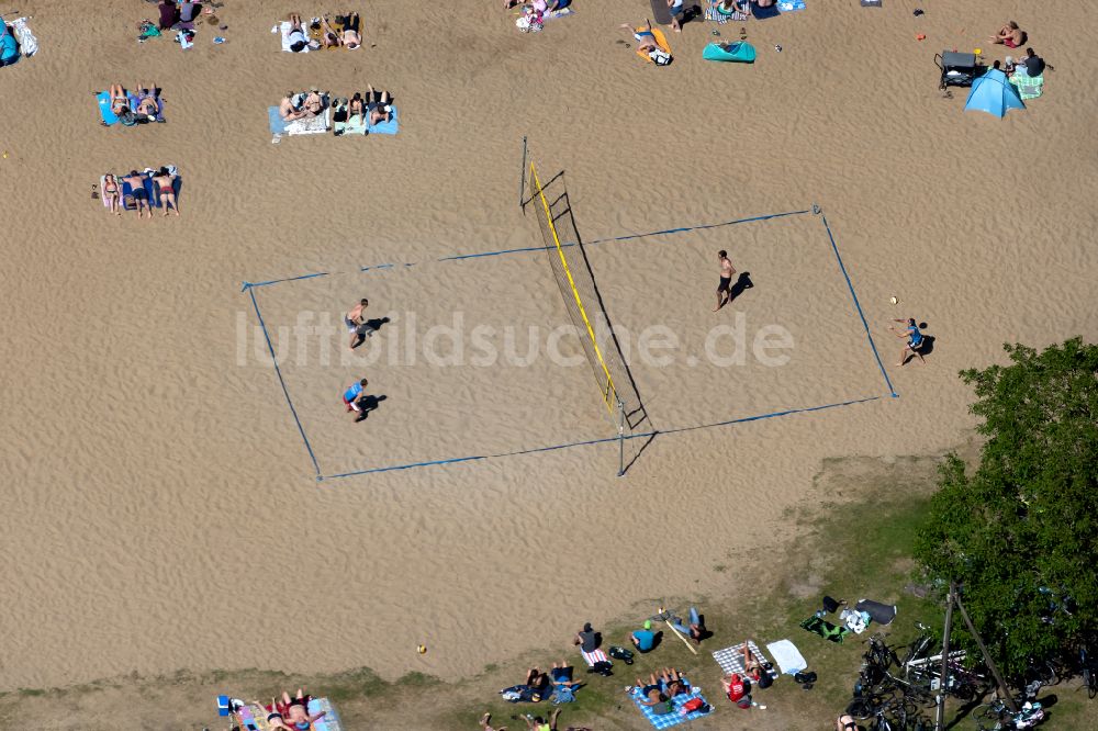 Luftbild Bremen - Sandstrand- Uferlandschaft am Strandbad Weserstrand in Bremen, Deutschland
