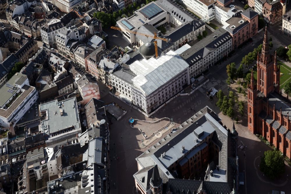 Luftaufnahme Wiesbaden - Sanierung eines Gebäudekomplexes des Hessischen Landtages in Wiesbaden im Bundesland Hessen, Deutschland