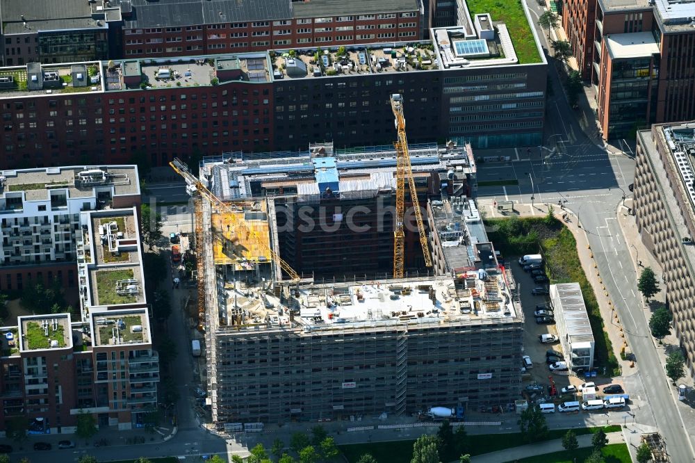 Luftaufnahme Hamburg - Sanierung eines Gebäudekomplexes und Neubau Am Lohsepark an der Shanghaiallee im Ortsteil HafenCity in Hamburg, Deutschland