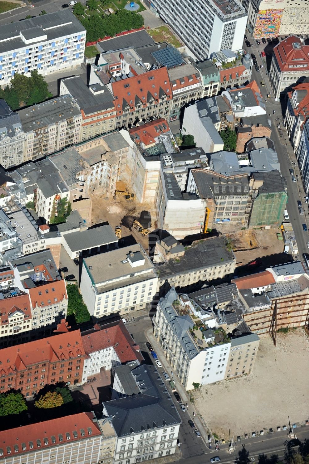 Luftaufnahme Leipzig - Sanierung des Gebäudekomplexes Oelßners Hof in Leipzig im Bundesland Sachsen