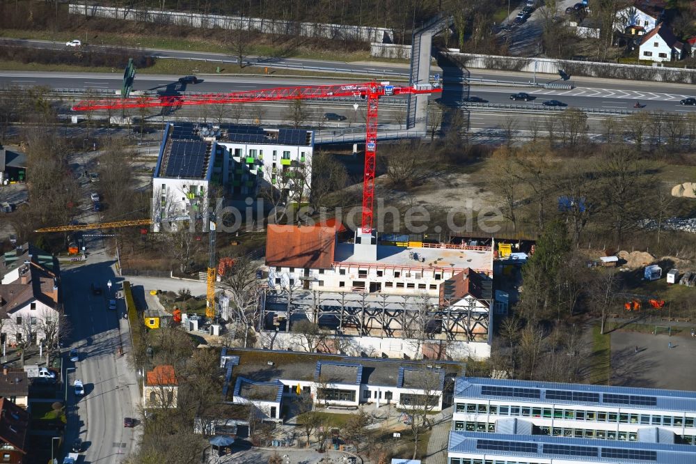 Luftbild München - Sanierung eines Gebäudekomplexes im Ortsteil Hadern in München im Bundesland Bayern, Deutschland