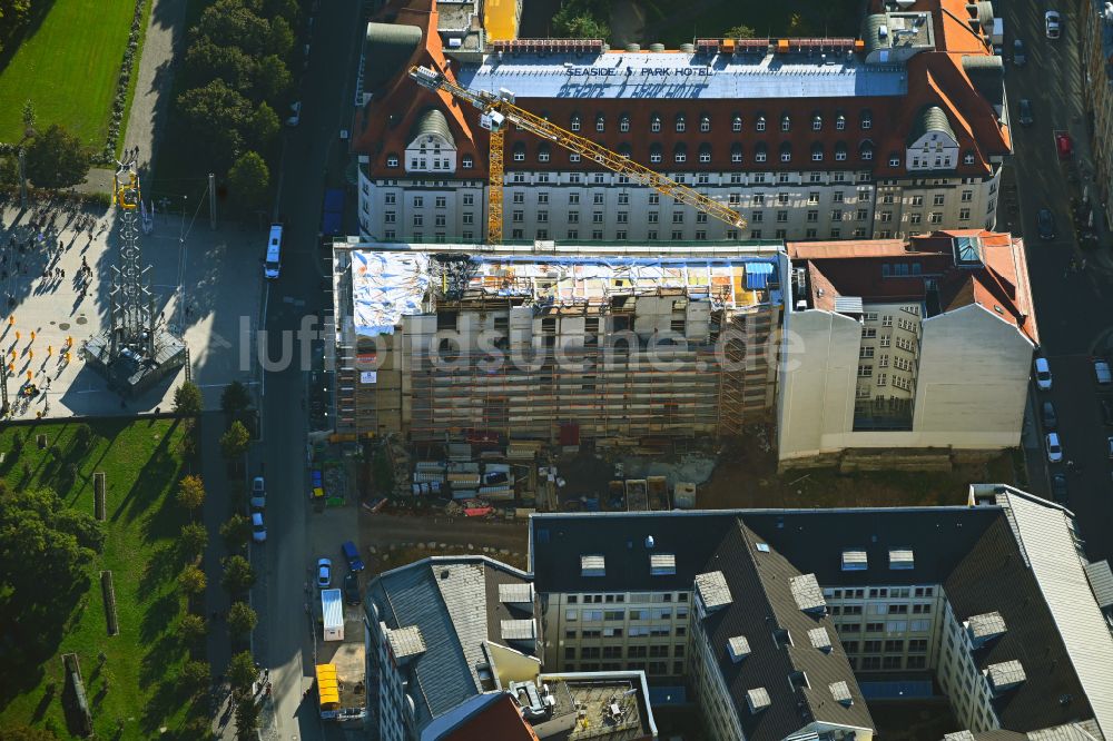 Luftbild Leipzig - Sanierung eines Gebäudekomplexes des Projekts Harmelinquartier im Ortsteil Zentrum in Leipzig im Bundesland Sachsen, Deutschland