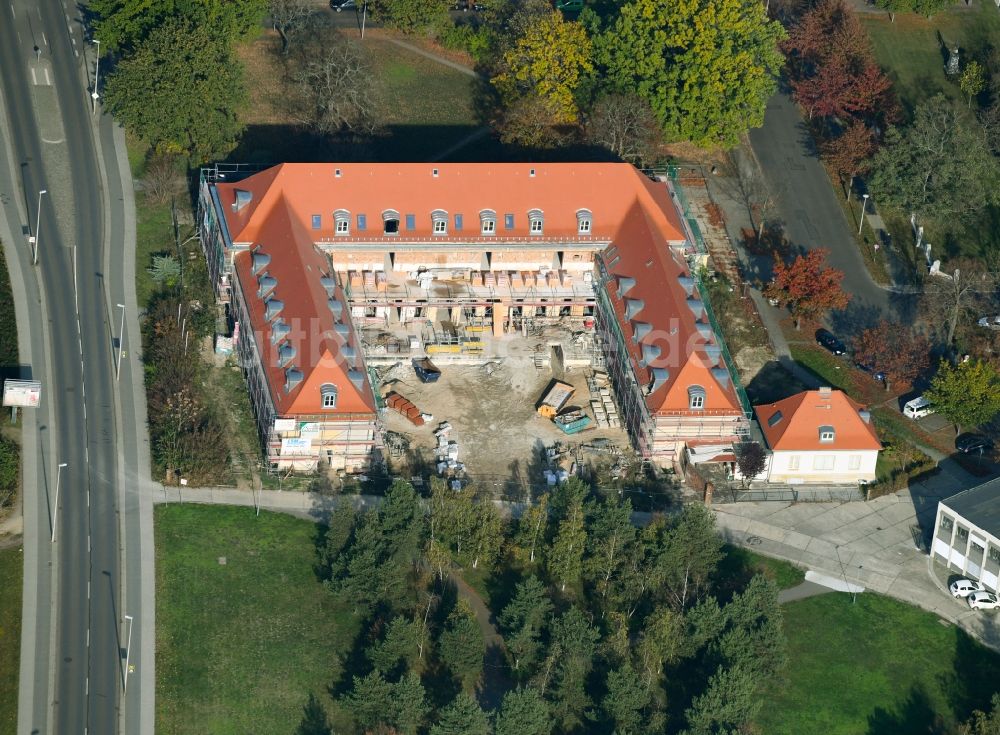 Luftaufnahme Cottbus - Sanierung eines Gebäudekomplexes am Universitätsplatz in Cottbus im Bundesland Brandenburg, Deutschland