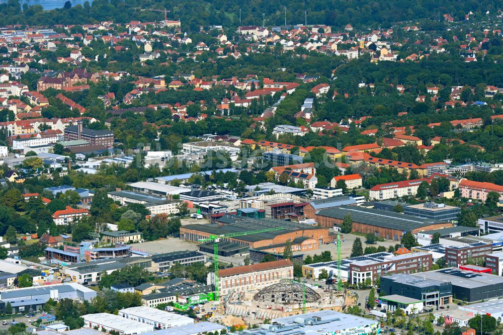 Luftbild Potsdam - Sanierung Lokzirkus - alte Lokhalle im Ortsteil Babelsberg in Potsdam im Bundesland Brandenburg, Deutschland