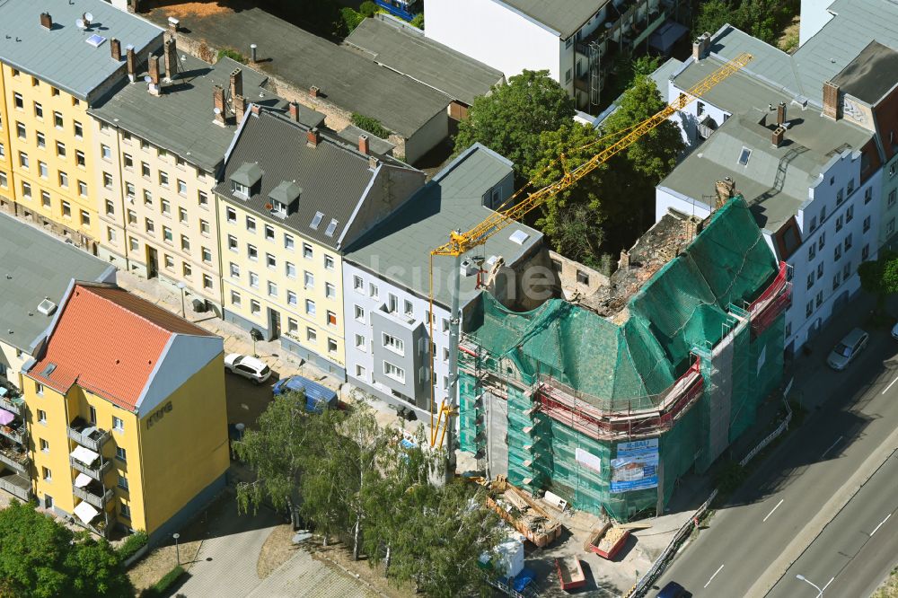 Luftbild Halle (Saale) - Sanierung und Modernisierung einer Reihenhau- Wohnsiedlung Volkmannstraße Ecke Dzondistraße in Halle (Saale) im Bundesland Sachsen-Anhalt, Deutschland