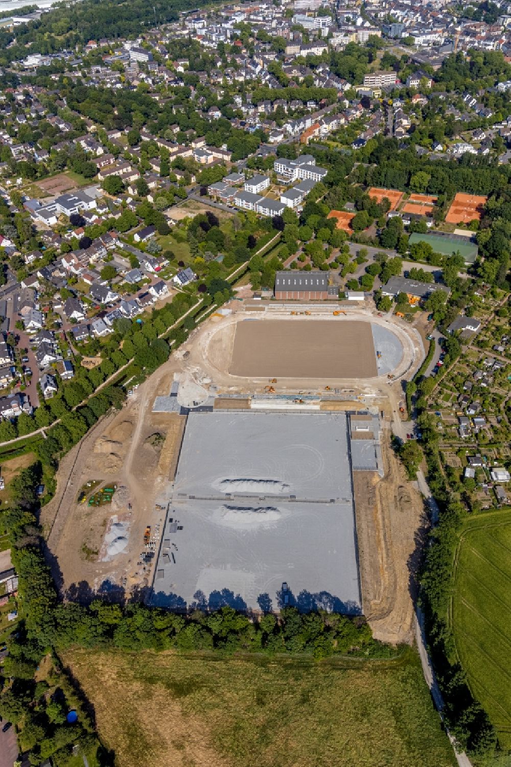 Luftaufnahme Dinslaken - Sanierung der Sportplatzanlagen in Dinslaken im Bundesland Nordrhein-Westfalen