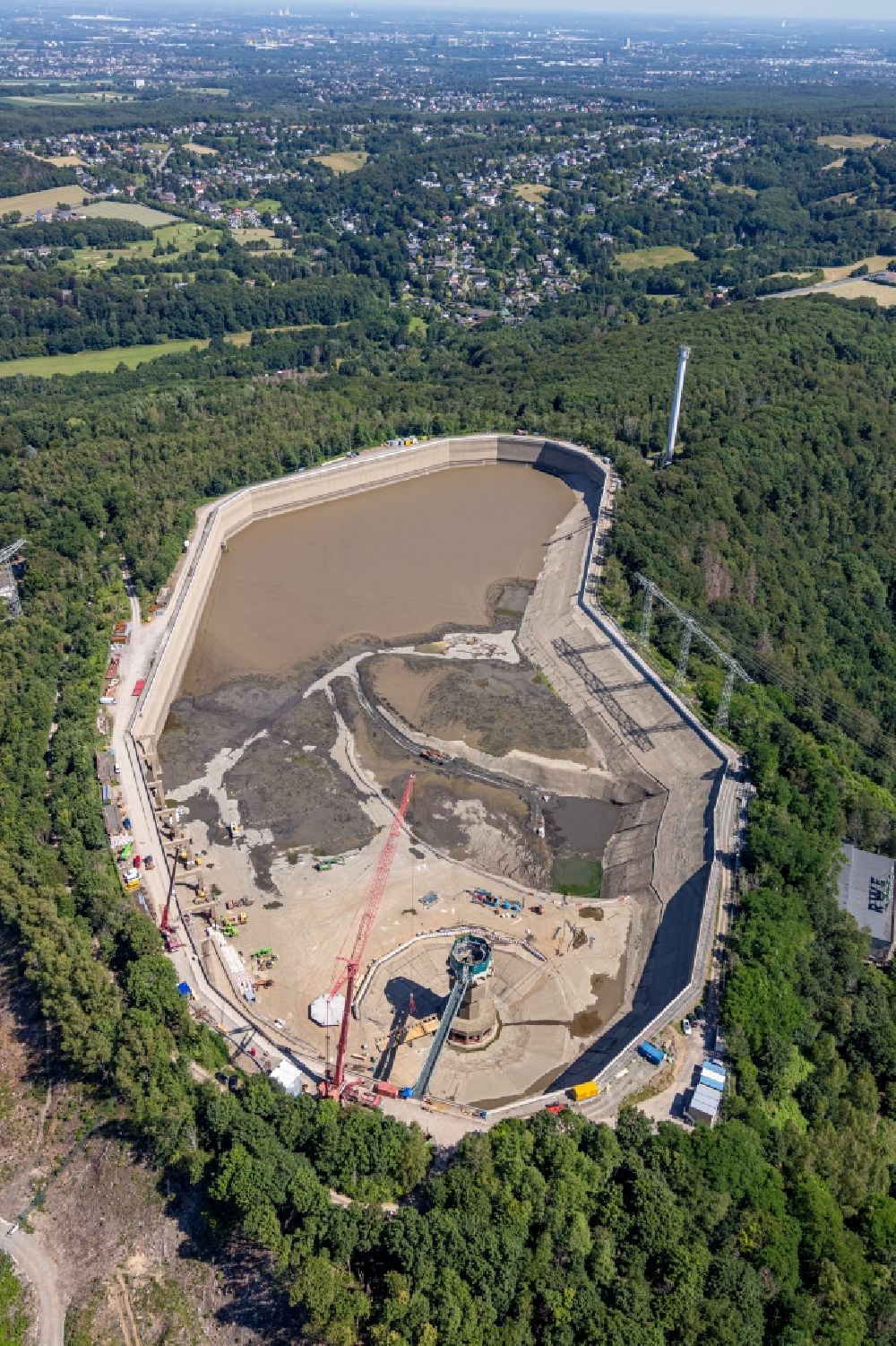 Herdecke von oben - Sanierungsarbeiten am Pumpspeicherkraftwerk Koepchenwerk in Herdecke im Bundesland Nordrhein-Westfalen