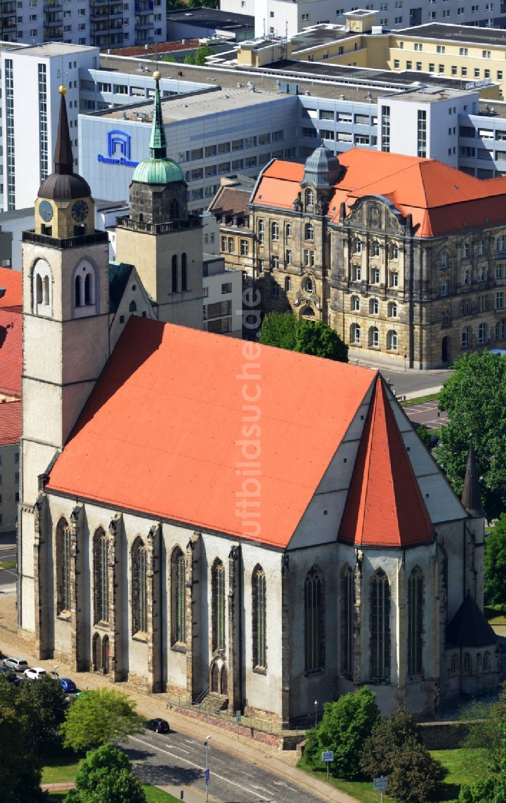 Luftbild Magdeburg OT Altstadt - Sankt-Johannis-Kirche im Ortsteil Altstadt in Magdeburg im Bundesland Sachsen-Anhalt