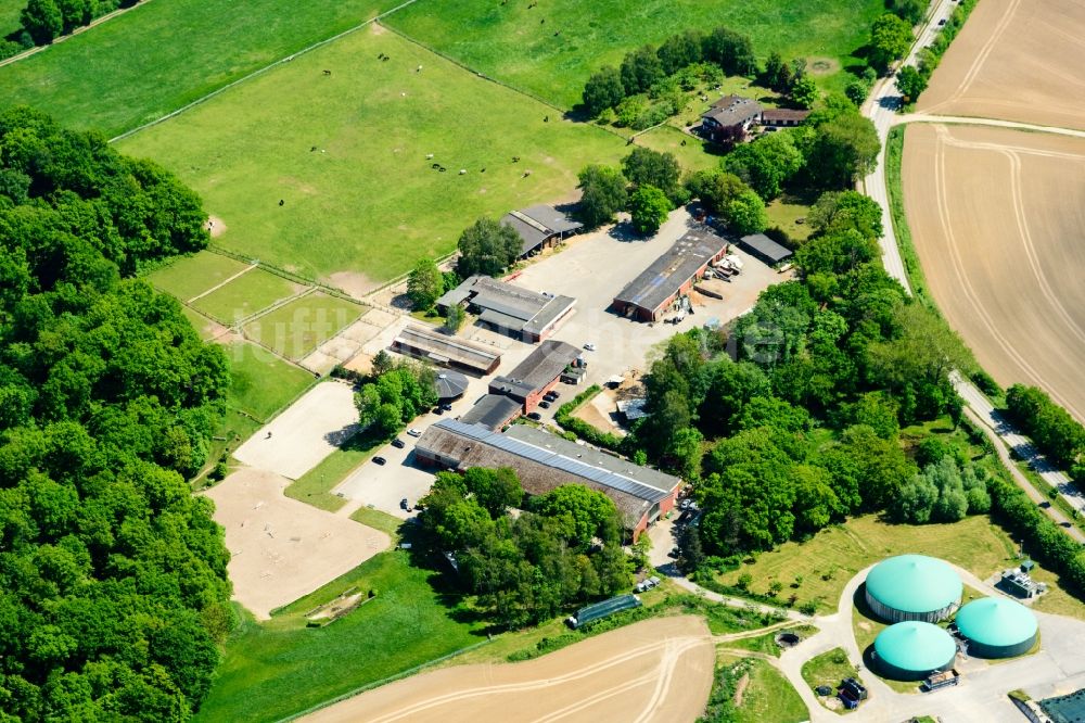 Luftaufnahme Wesenberg - Scheunen- Gebäude am Rande von Feldern in Wesenberg im Bundesland Schleswig-Holstein, Deutschland