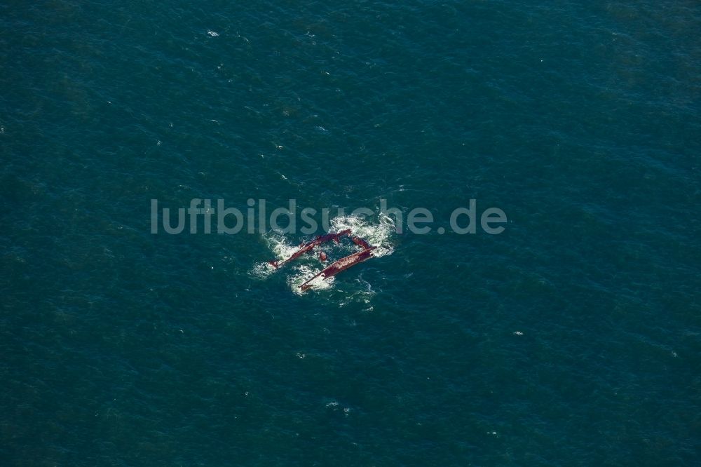 Luftbild Amrum - Schiffswrack Pallas südwestlich der Nordsee -Insel Amrum in Nordfriesland in Schleswig-Holstein, Deutschland