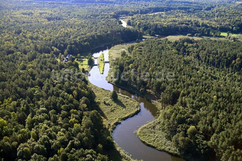 Luftaufnahme Röddelin - Schleusenanlagen Schleuse Schorfheide in Röddelin im Bundesland Brandenburg, Deutschland