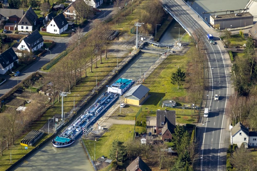 Luftbild Hamm - Schleusenanlagen am Ufer der Wasserstraße des Datteln-Kanal im Ortsteil Norddinker in Hamm im Bundesland Nordrhein-Westfalen