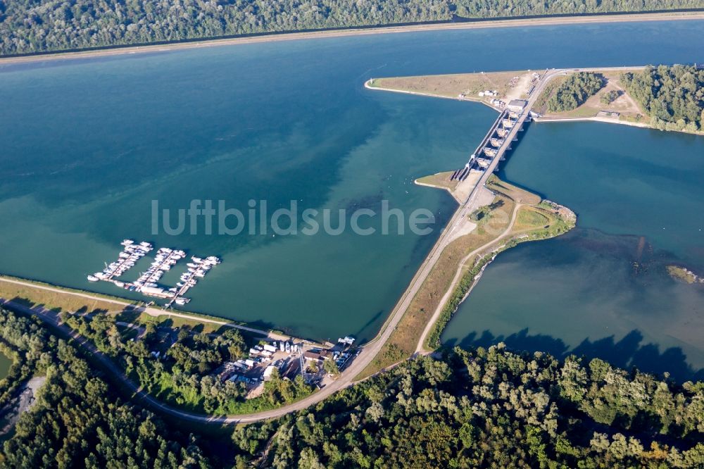 Luftbild Schwanau - Schleusenanlagen am Ufer der Wasserstraße des Rhein und Yachtclub Lahr in Schwanau im Bundesland Baden-Württemberg, Deutschland