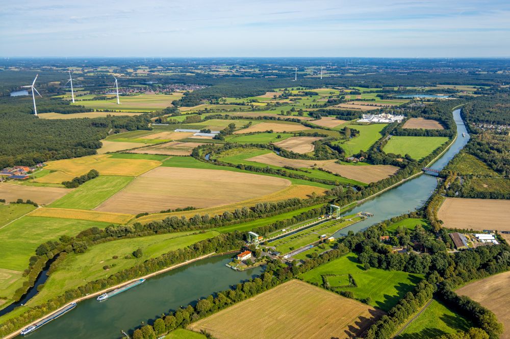 Luftbild Haltern am See - Schleusenanlagen am Ufer der Wasserstraße Wesel-Datteln-Kanal in Haltern am See im Bundesland Nordrhein-Westfalen, Deutschland