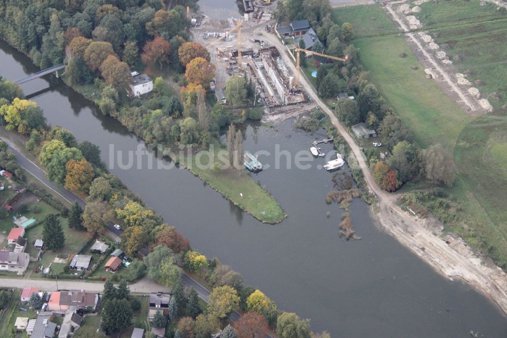 Luftaufnahme Zerpenschleuse - Schleusenbau am Oder-Havel-Kanal bei Zerpenschleuse im Bundesland Brandenburg