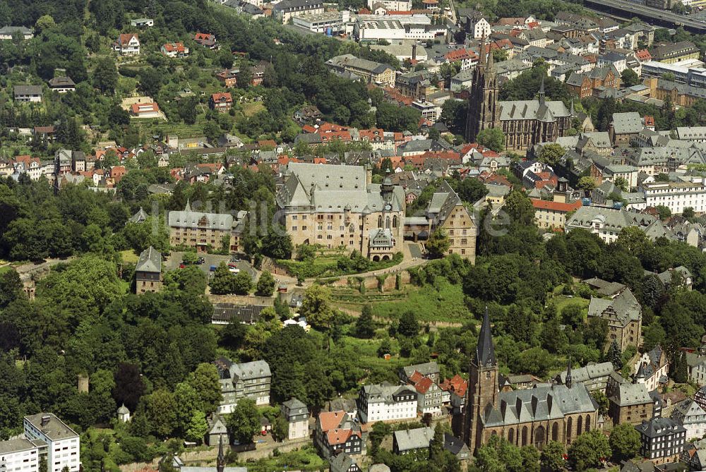 Marburg aus der Vogelperspektive: Schloss und Burg Marburg
