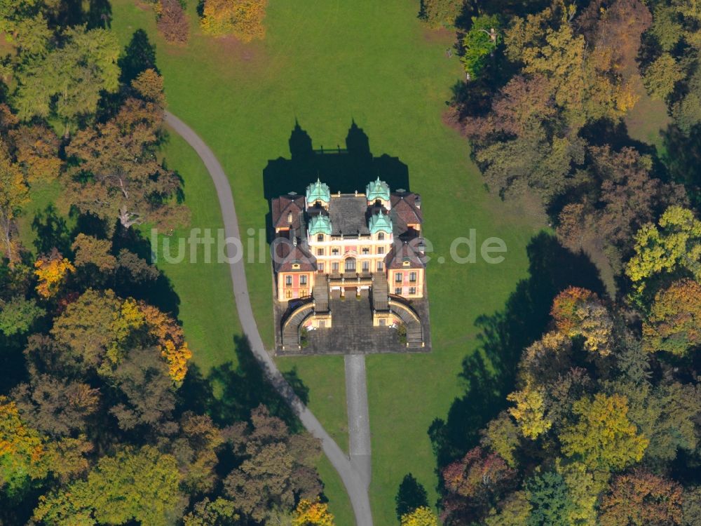 Luftaufnahme Ludwigsburg - Schloss Favorite im Favoritepark in Ludwigsburg im Bundesland Baden-Württemberg