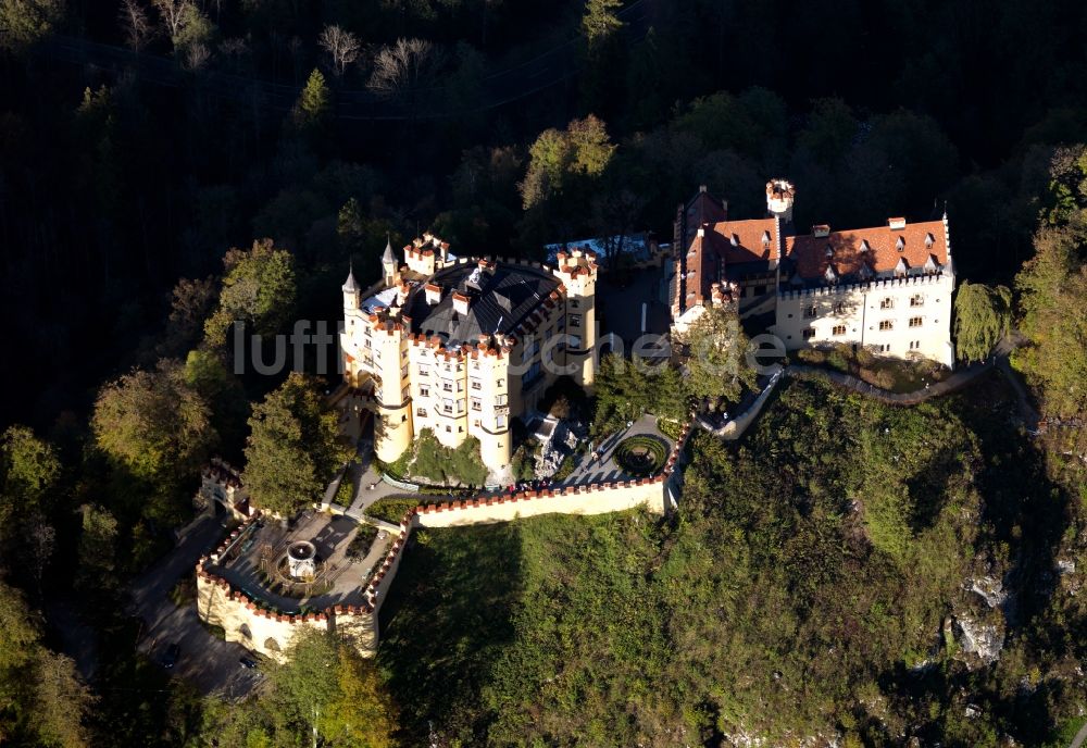 Luftbild Schwangau - Schloss Hohenschwangau in Schwangau im Bundesland Bayern