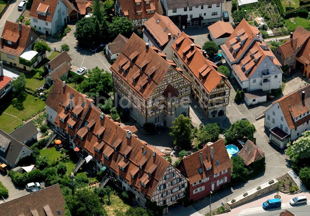 Kirchentellinsfurt von oben - Schloss Kirchentellinsfurt im Bundesland Baden-Württemberg