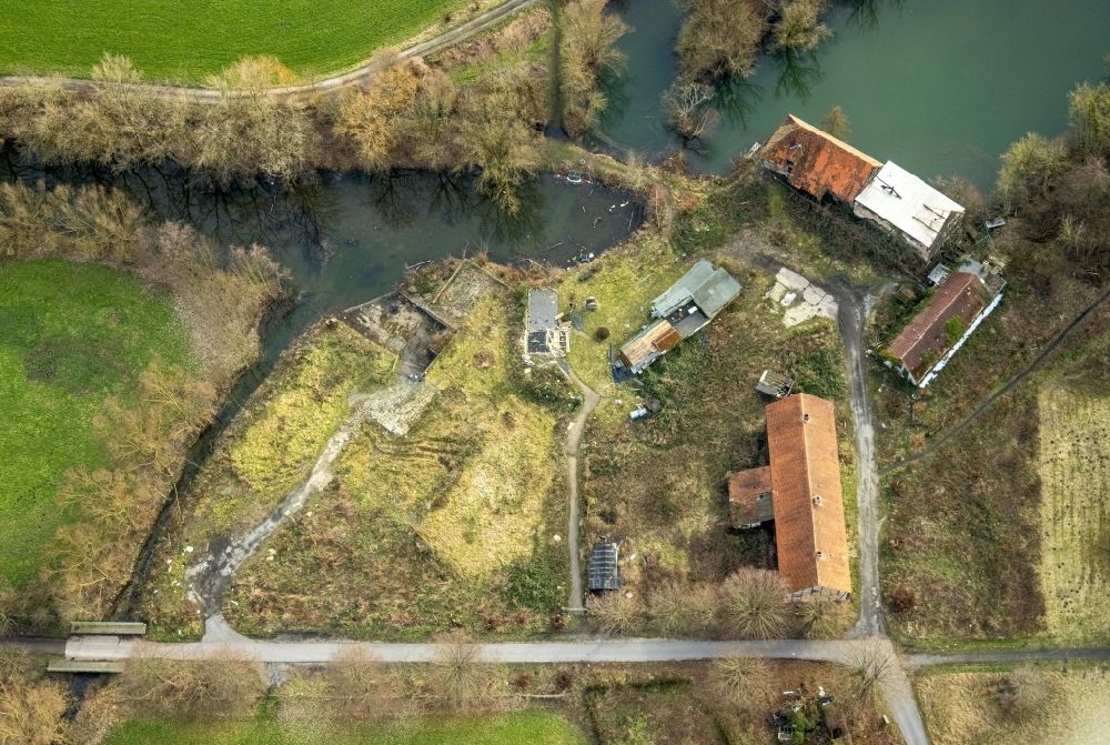 Hamm von oben - Schloss- Mühle am Mühlenteich in Hamm im Bundesland Nordrhein-Westfalen
