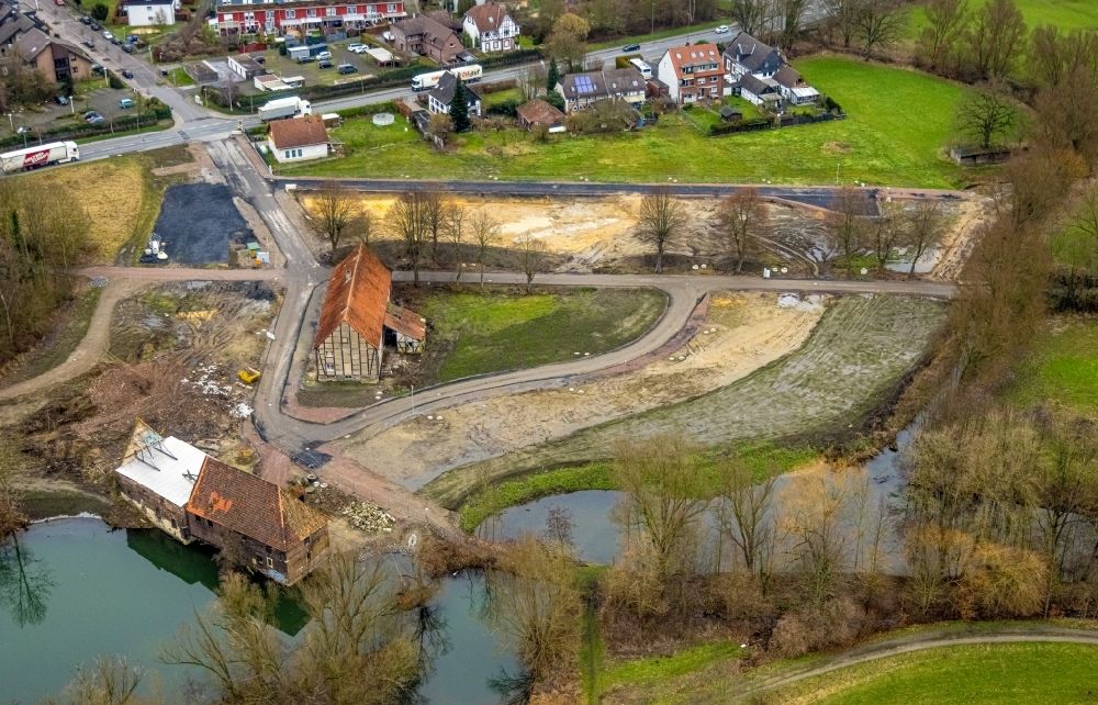 Hamm aus der Vogelperspektive: Schloss- Mühle am Mühlenteich in Hamm im Bundesland Nordrhein-Westfalen