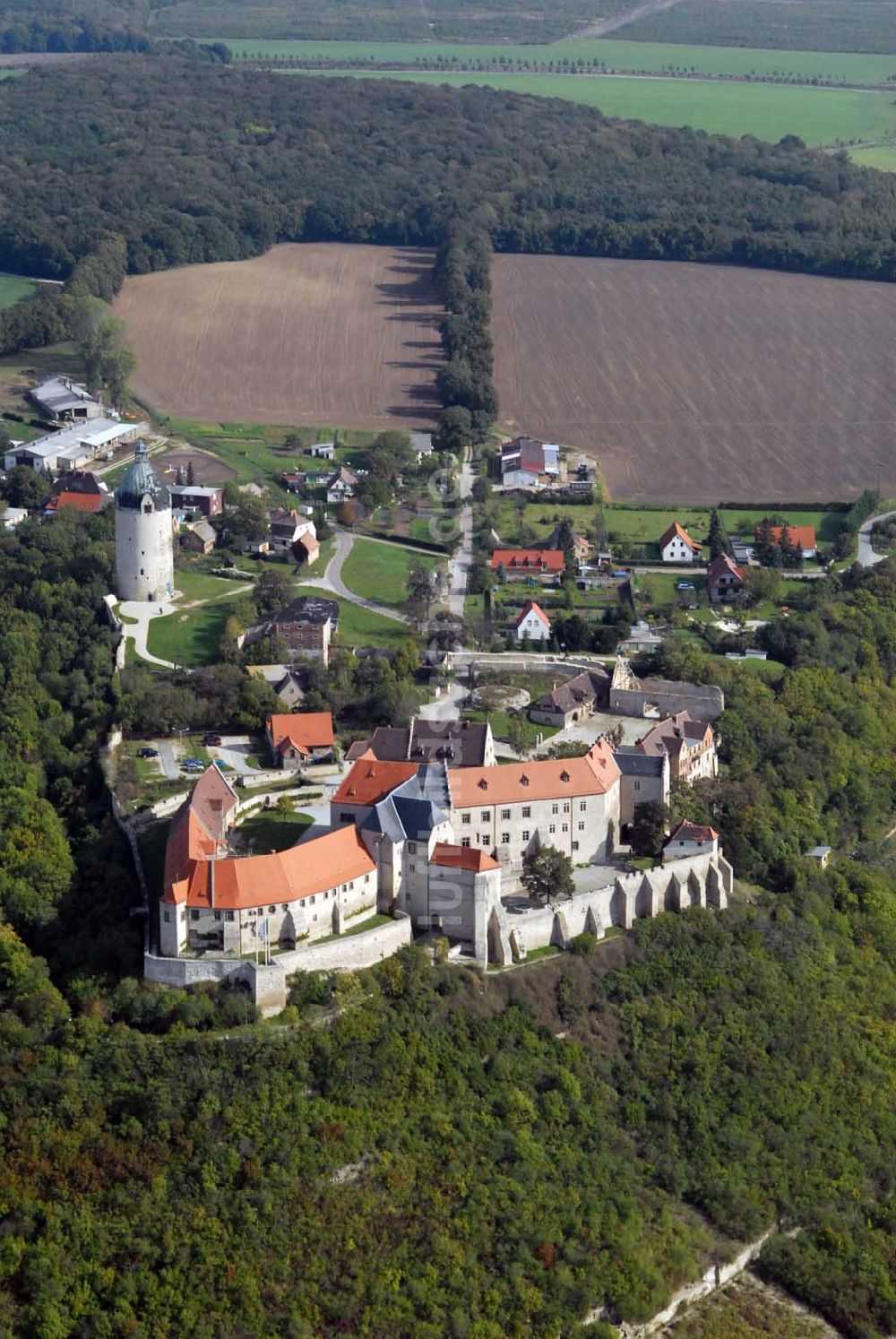 Luftbild Freyburg/Unstrut - Schloss Neuenburg und der Bergfried Dicker Wilhelm