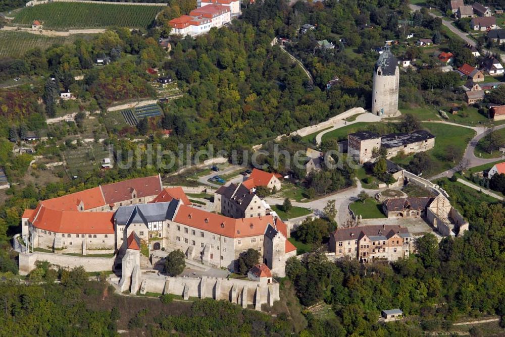 Luftaufnahme Freyburg/Unstrut - Schloss Neuenburg und der Bergfried Dicker Wilhelm