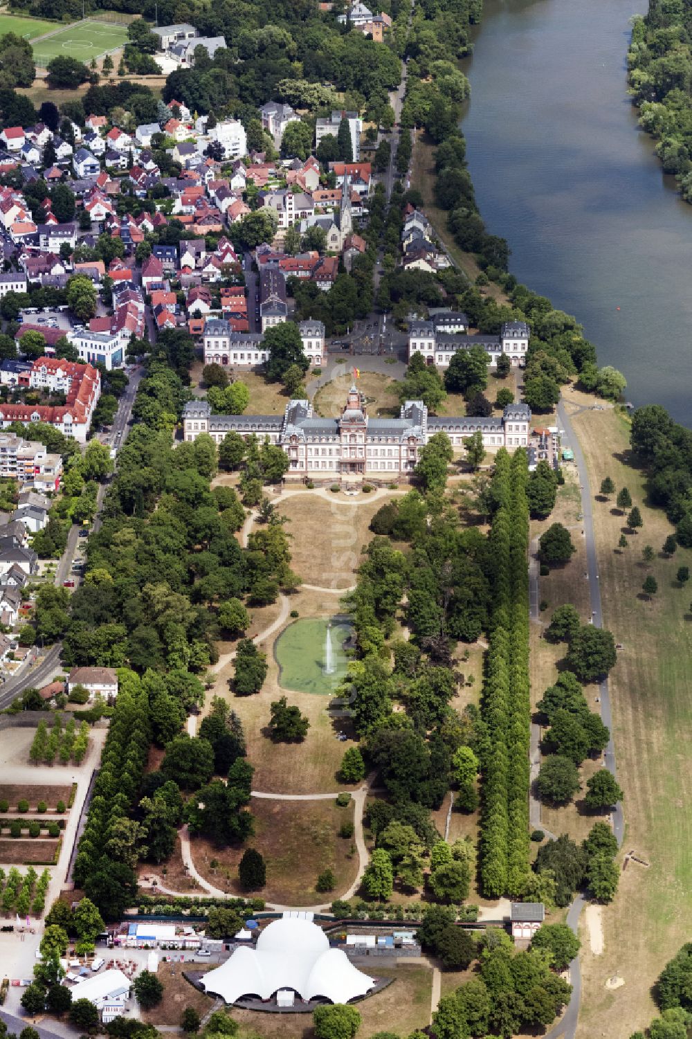 Luftbild Hanau - Schloß Philippsruhe in Hanau im Bundesland Hessen, Deutschland