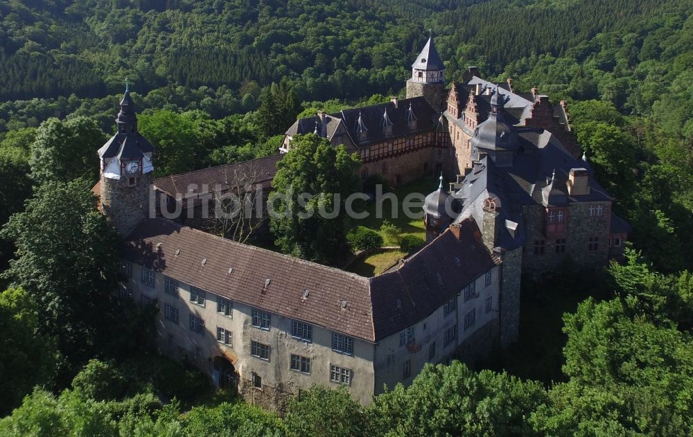 Mansfeld von oben - Schloss Rammelburg in Mansfeld im Bundesland Sachsen-Anhalt