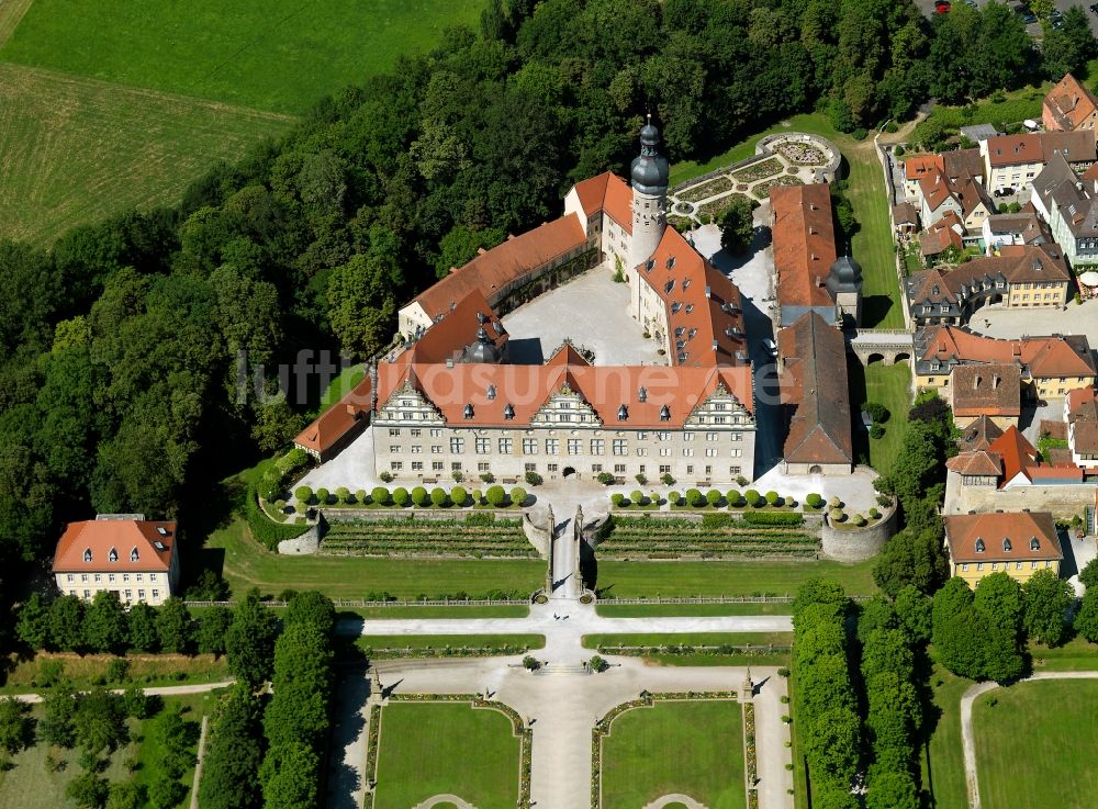 Weikersheim aus der Vogelperspektive: Schloss Weikersheim in Weikersheim in Tauberfranken im Bundesland Baden-Württemberg