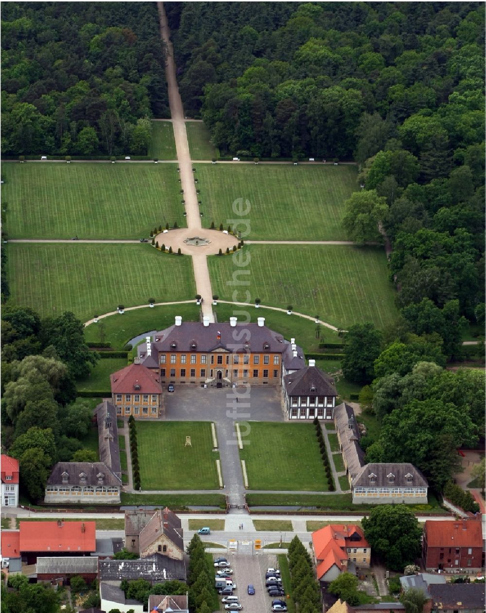 Luftbild Oranienbaum - Schloßparkanlage am Schloss Oranienbaum in Oranienbaum-Wörlitz im Bundesland Sachsen-Anhalt