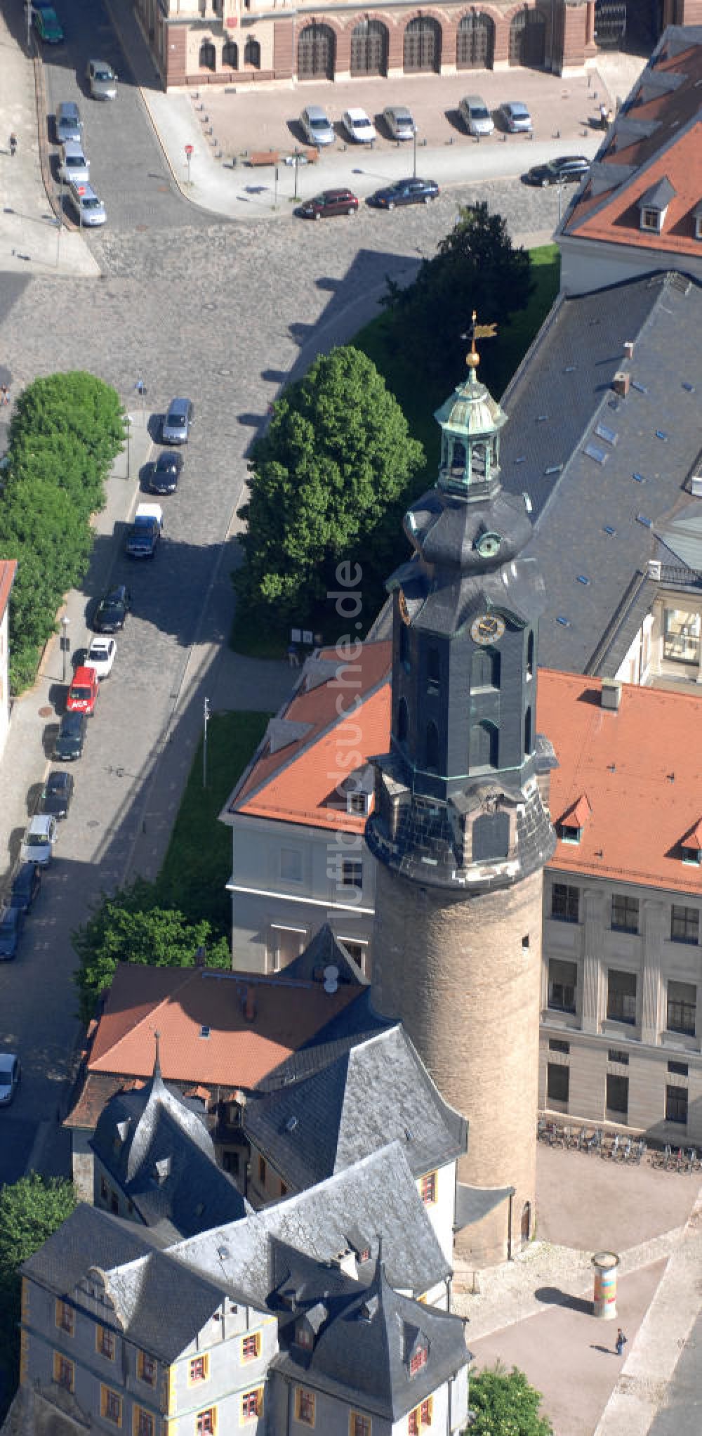 Weimar von oben - Schlossturm Weimar