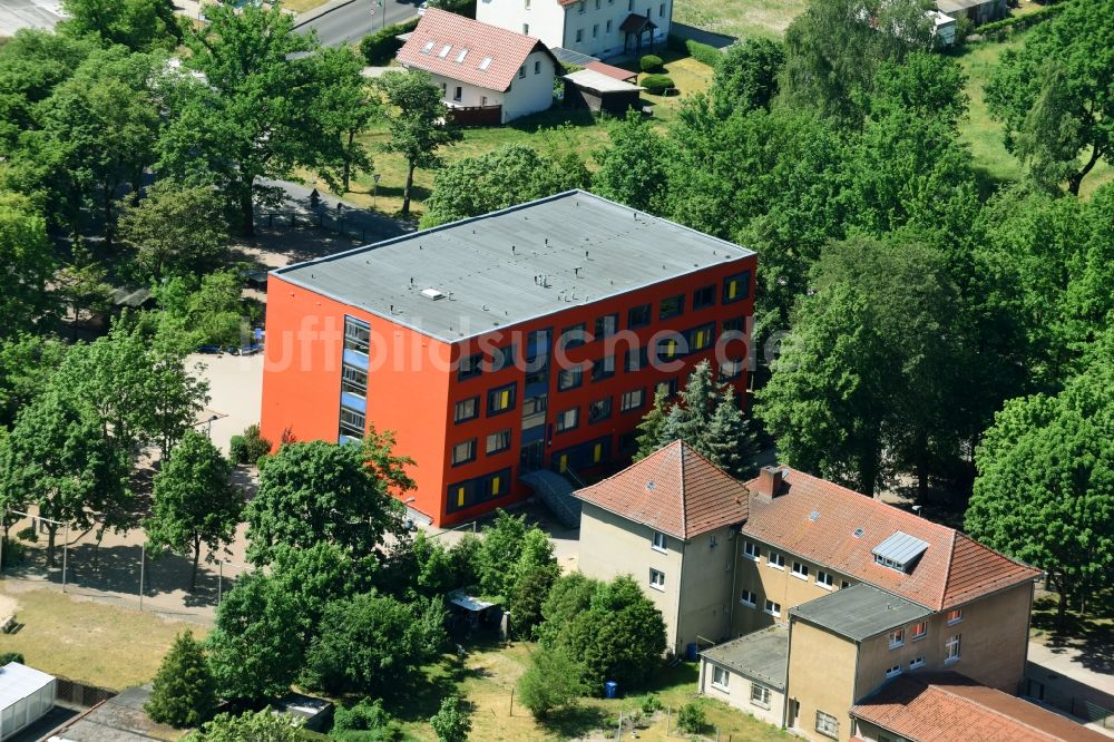 Damsdorf von oben - Schulgebäude der Grundschule Am Fenn in Damsdorf im Bundesland Brandenburg, Deutschland