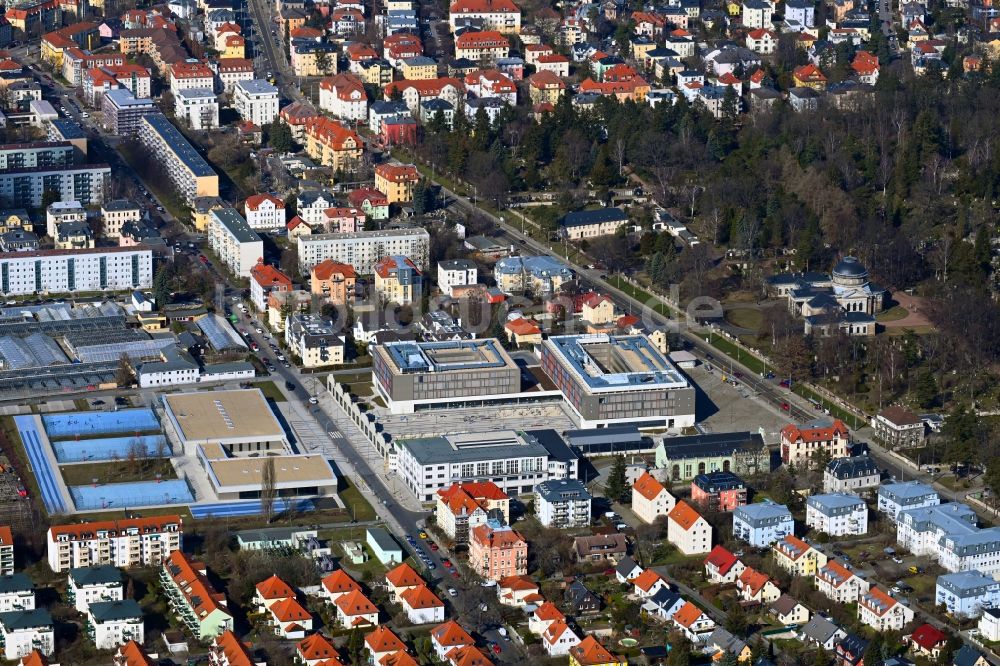 Dresden aus der Vogelperspektive: Schulgebäude Schulcampus Tolkewitz in Dresden im Bundesland Sachsen, Deutschland
