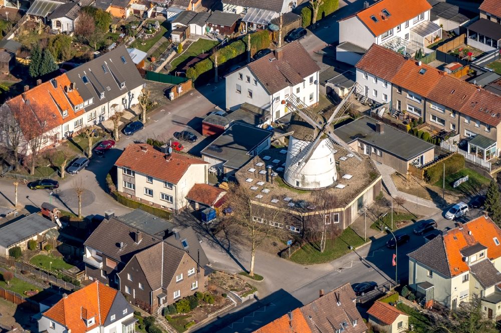 Luftaufnahme Bönen - Schulgebäude der Volkshochschule Kamen-Bönen an der Bahnhofstraße in Bönen im Bundesland Nordrhein-Westfalen, Deutschland