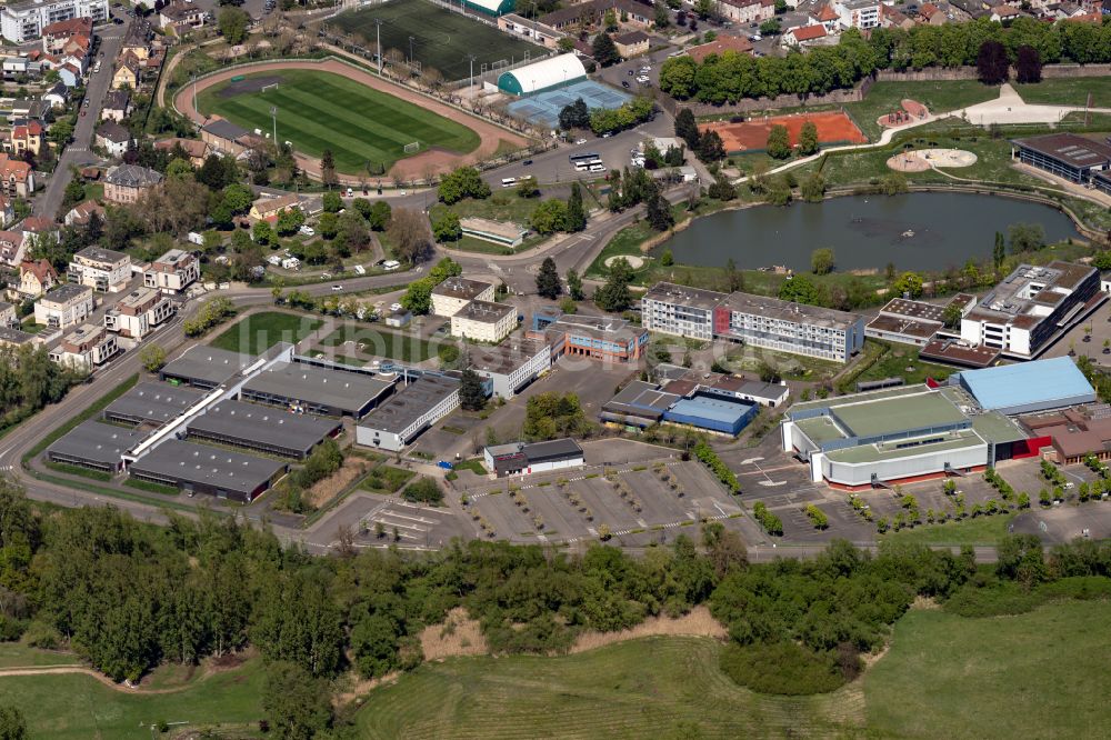 Luftbild Selestat - Schulhof der Collège Jean Mentel und Sportcentrum in Selestat in Grand Est, Frankreich